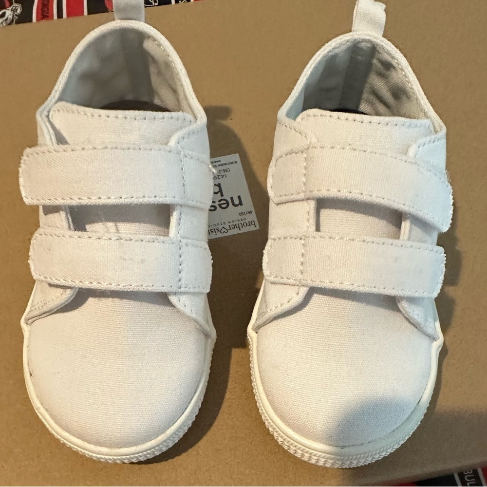 First Impressions White Kids Velcro Sneakers